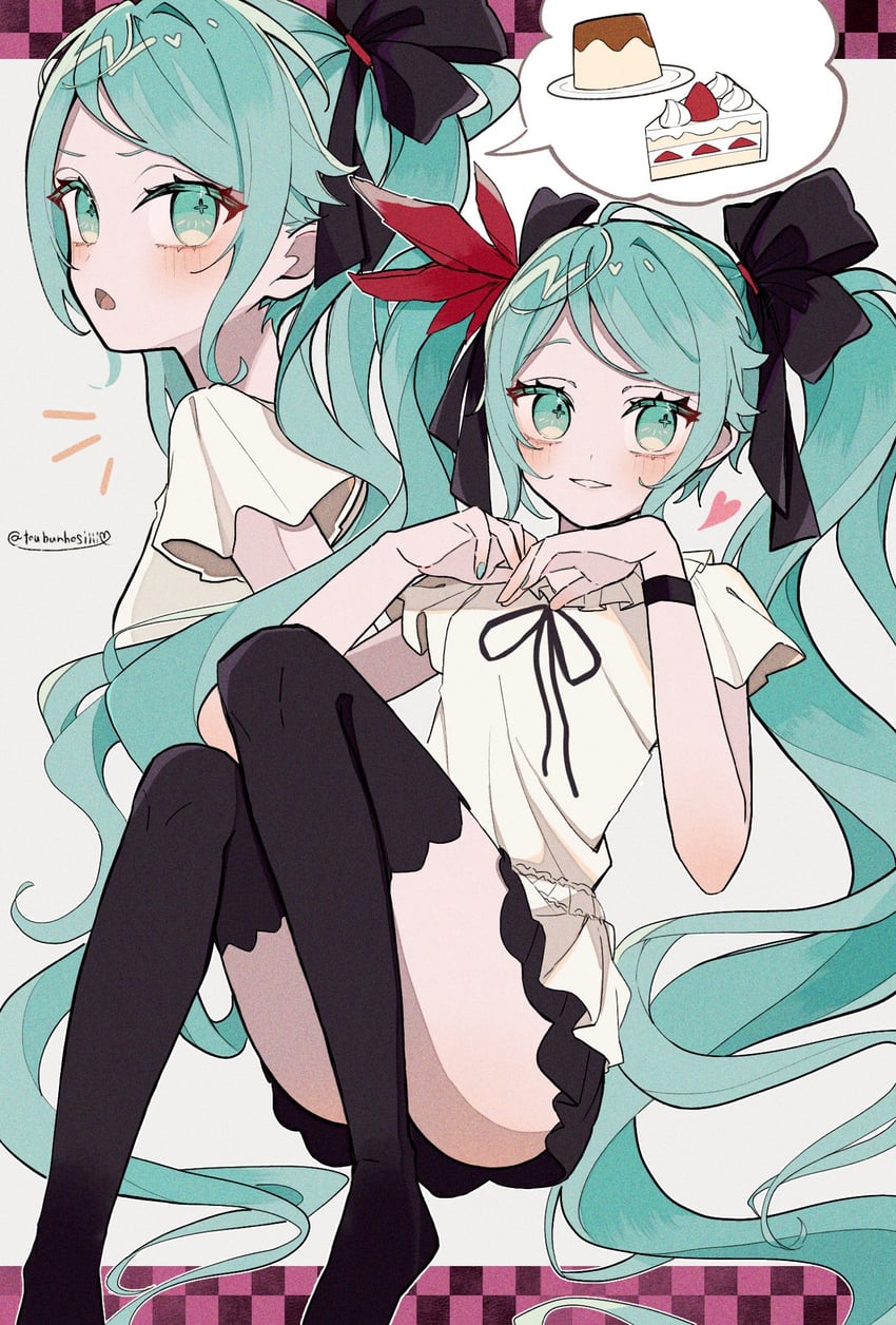 hatsune miku (vocaloid and 2 more) drawn by maca1227