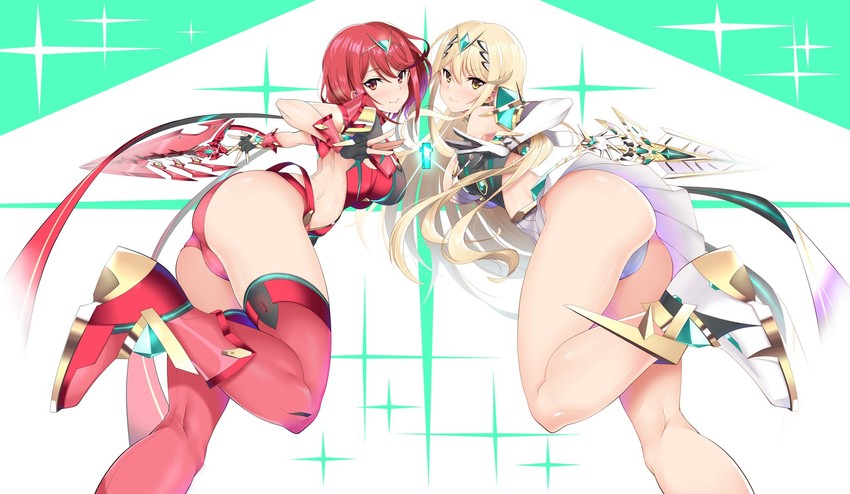 pyra and mythra (xenoblade chronicles and 1 more) drawn by daive