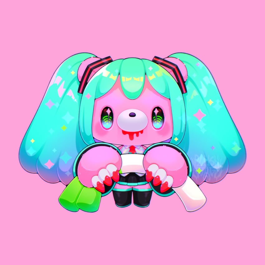 hatsune miku and gloomy bear (vocaloid and 1 more) drawn by plushunagi