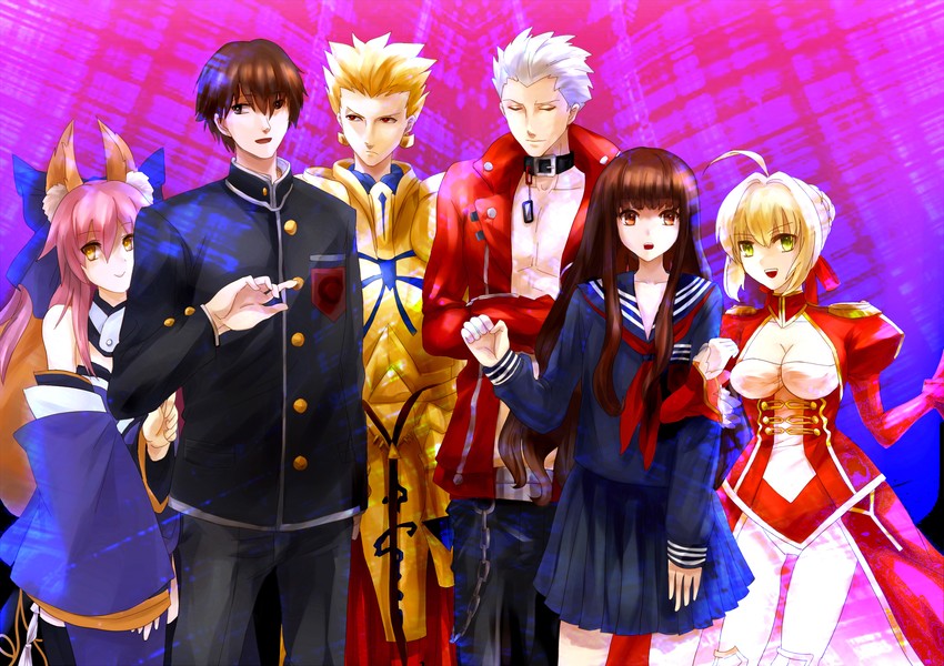 tamamo, nero claudius, gilgamesh, tamamo no mae, archer, and 1 more (fate and 2 more) drawn by izumi_minato