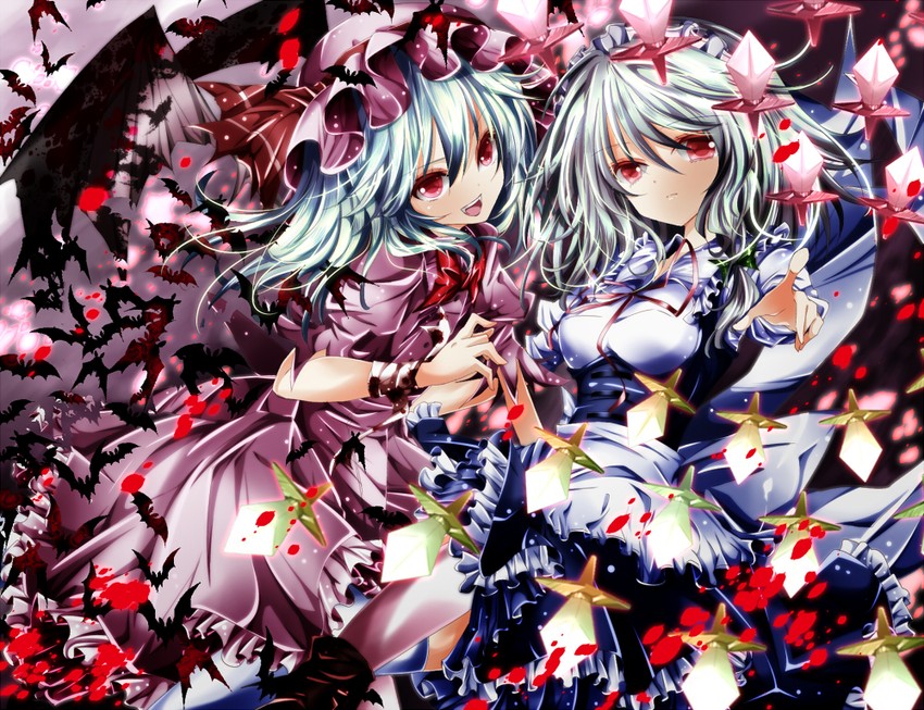 remilia scarlet and izayoi sakuya (touhou) drawn by nanase_nao