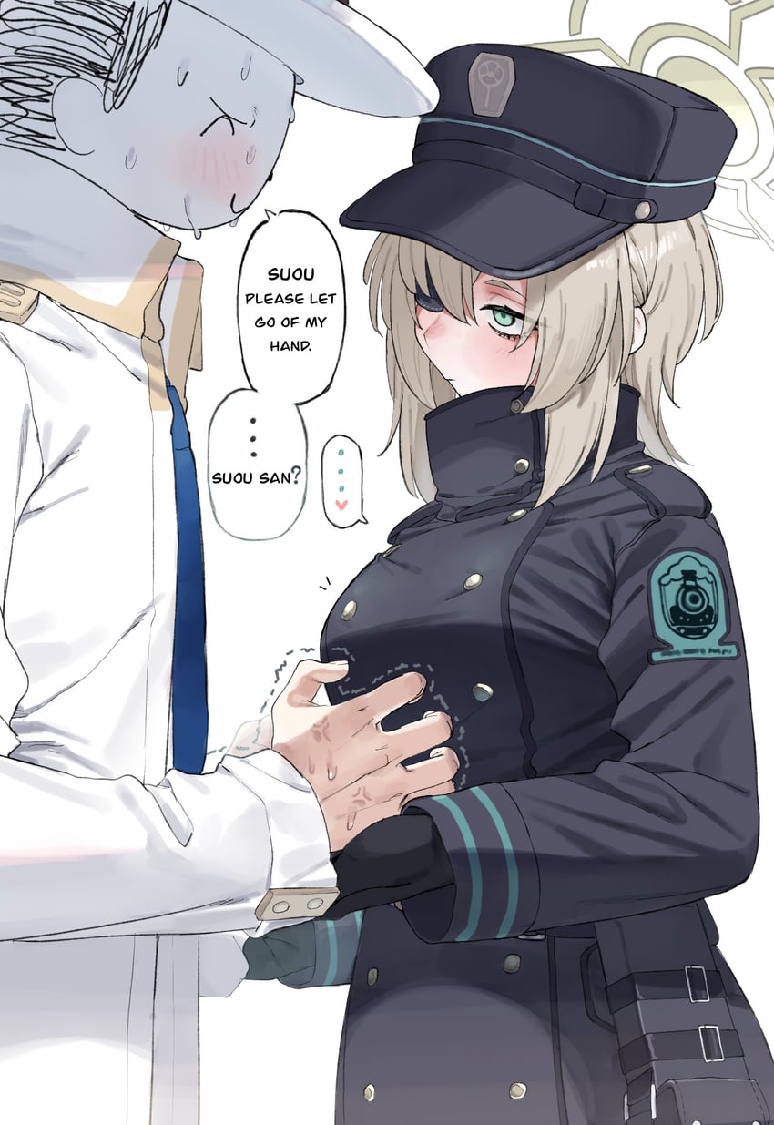 sensei, doodle sensei, and suou (blue archive) drawn by lonklink