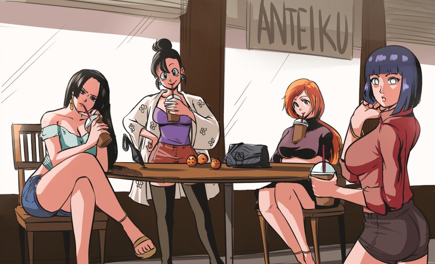 hyuuga hinata, inoue orihime, boa hancock, and chi-chi (one piece and 5 more) drawn by tina_fate