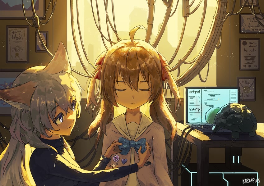 neuro-sama, annytf, and vedal987 (indie virtual youtuber and 2 more) drawn by kapxapius