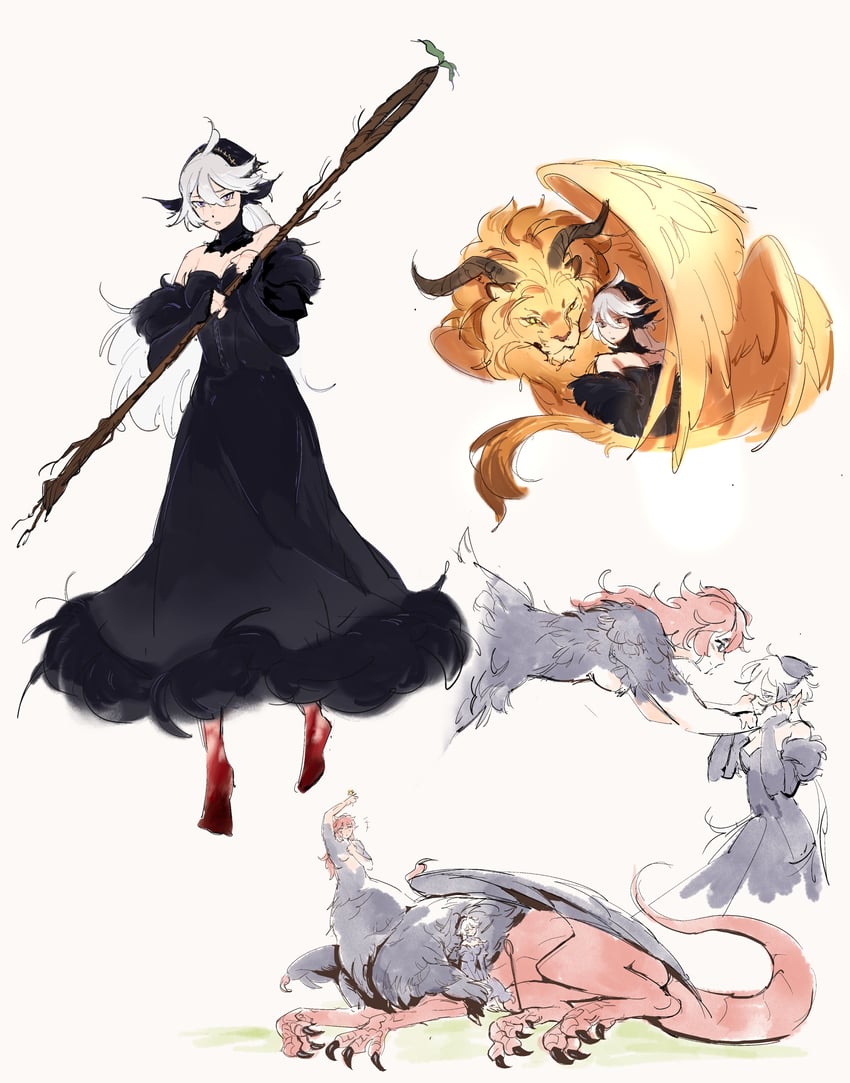 suletta mercury, miorine rembran, marcille donato, falin touden, and winged lion (gundam and 2 more) drawn by tanukimo_imo