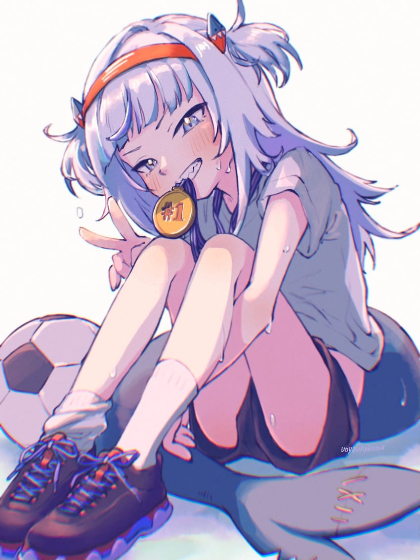 gawr gura (hololive and 1 more) drawn by unya_(unyaunia)