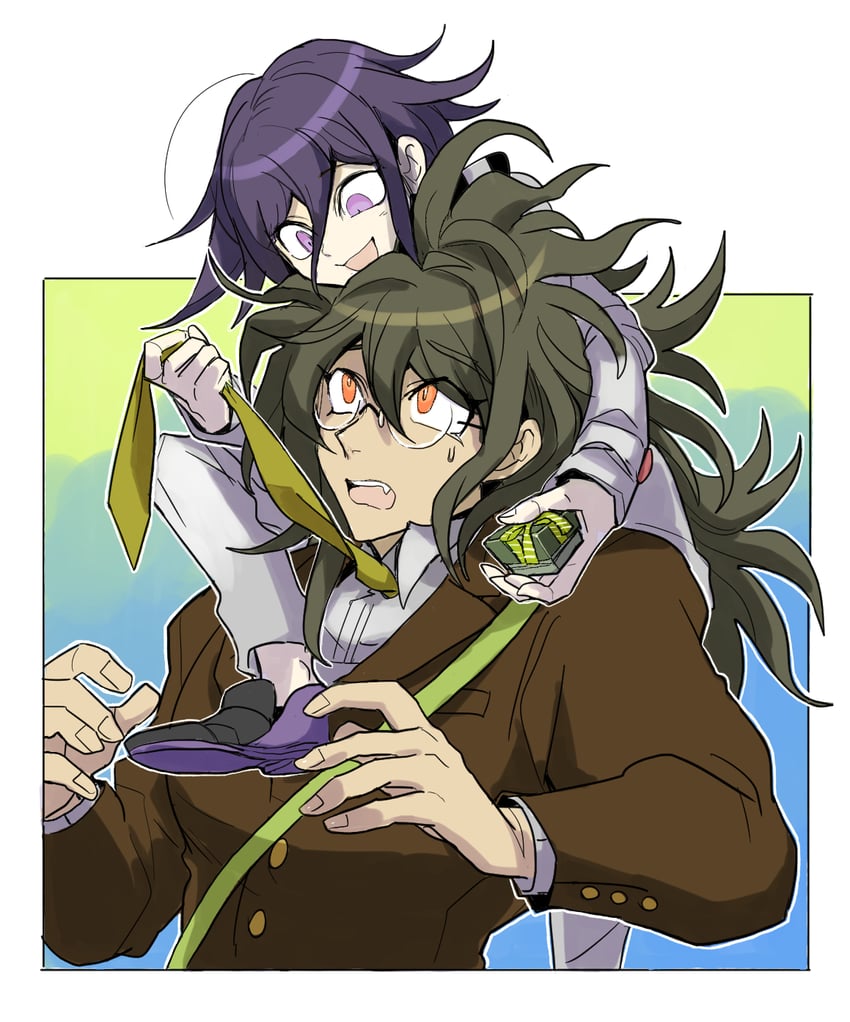 oma kokichi and gokuhara gonta (danganronpa and 1 more) drawn by kumakoro_(tetsupag)