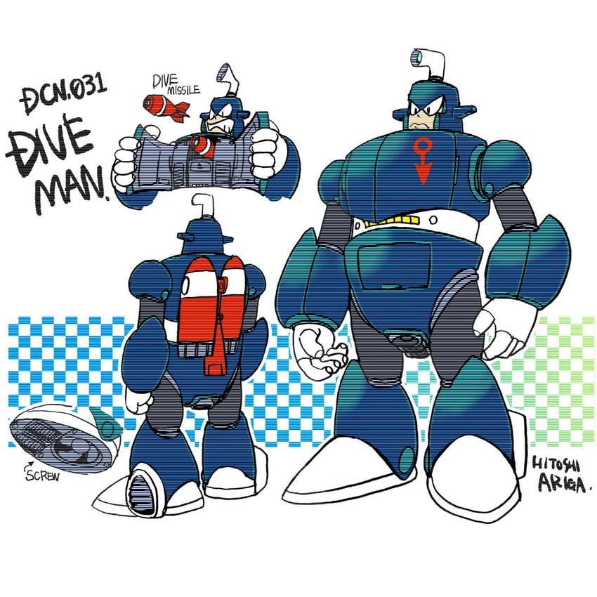 dive man (mega man and 2 more) drawn by ariga_hitoshi
