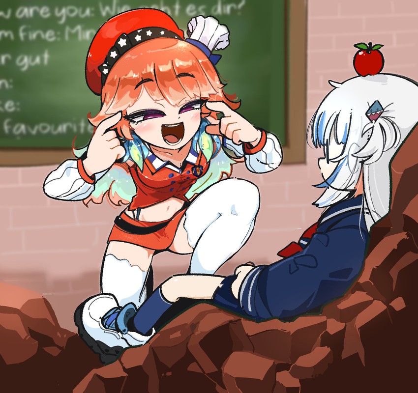 gawr gura and takanashi kiara (hololive and 2 more) drawn by kim_crab