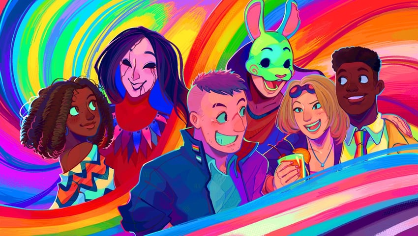 david king, the huntress, kimura yui, the artist, elodie rakoto, and 1 more (dead by daylight) drawn by seagiri