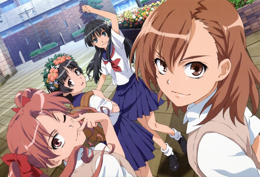 misaka mikoto, shirai kuroko, saten ruiko, and uiharu kazari (toaru majutsu no index and 1 more) drawn by koganei_chousuke