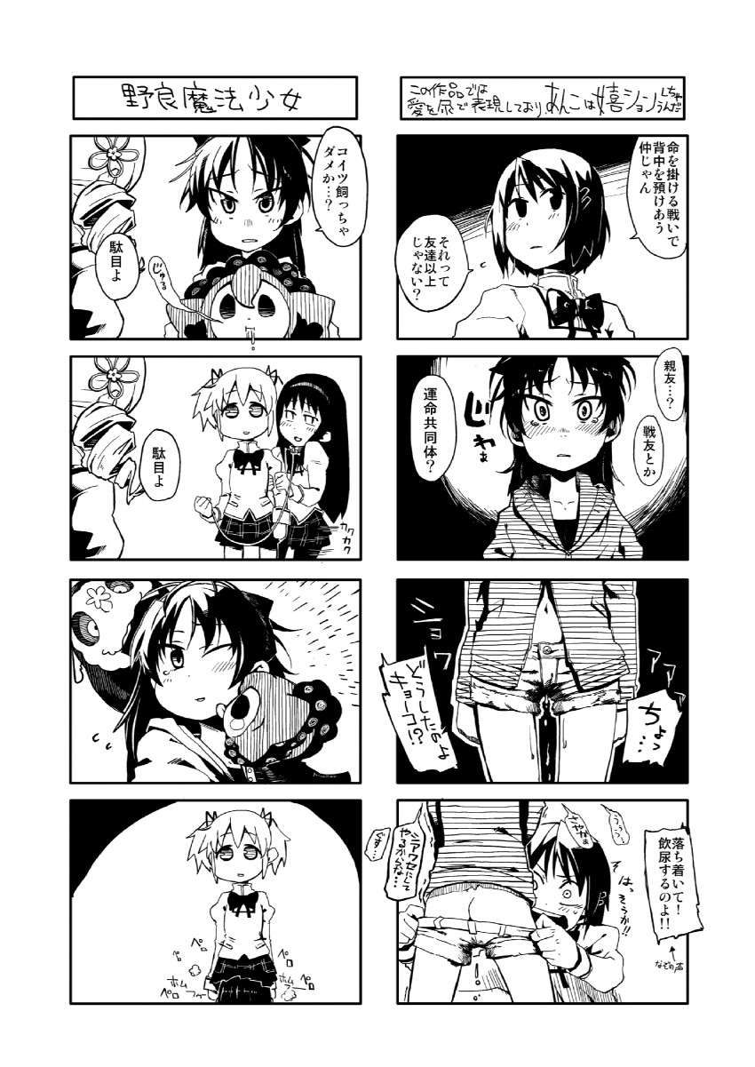 akemi homura, kaname madoka, miki sayaka, sakura kyoko, tomoe mami, and 1 more (mahou shoujo madoka magica) drawn by natsume_(tsu-na)
