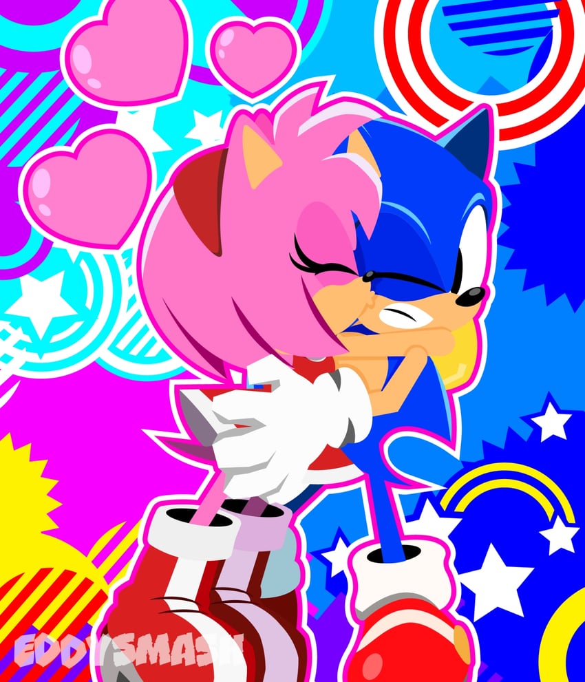 sonic the hedgehog and amy rose (sonic) drawn by eddysmash2407
