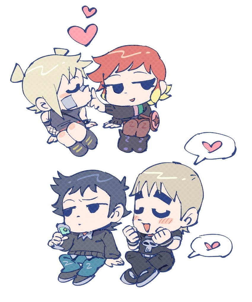 wallace wells, ramona flowers, todd ingram, and roxie richter (scott pilgrim and 1 more) drawn by tetsu_(teppei)