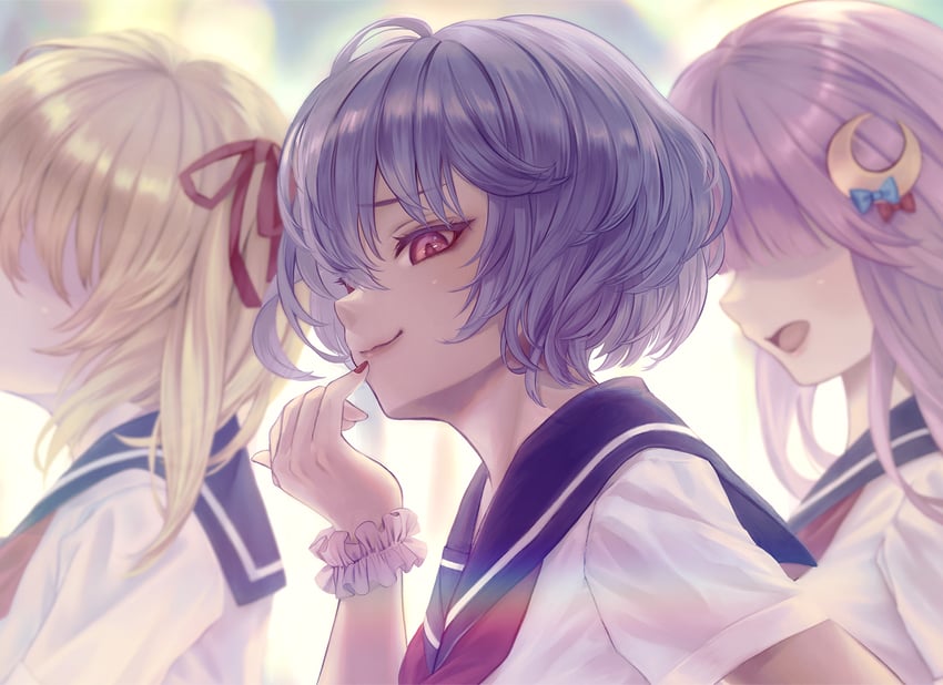remilia scarlet, flandre scarlet, and patchouli knowledge (touhou) drawn by megumi_(piyo7piyo9)