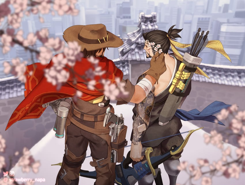 cassidy and hanzo (overwatch and 1 more) drawn by strawberry_napa
