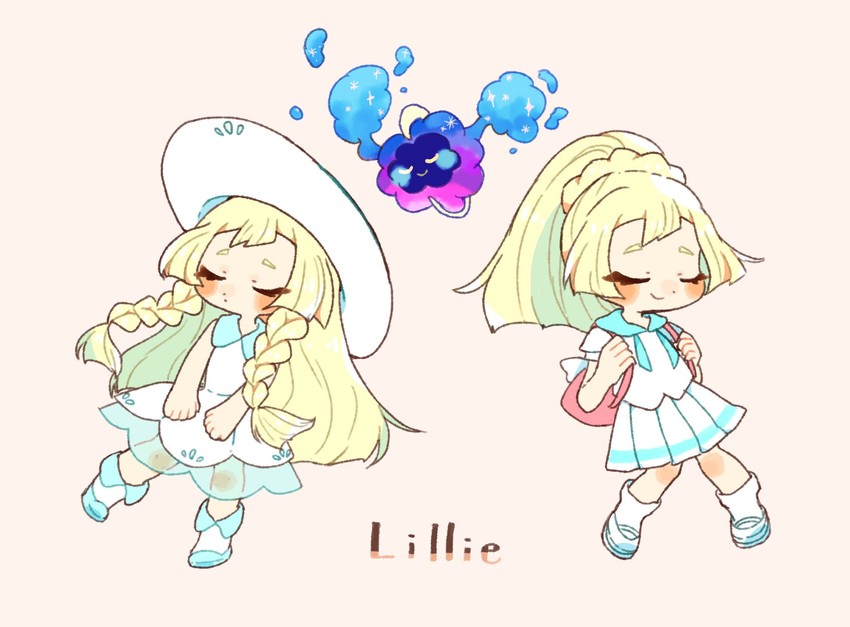 lillie and cosmog (pokemon and 1 more) drawn by mmo_necco