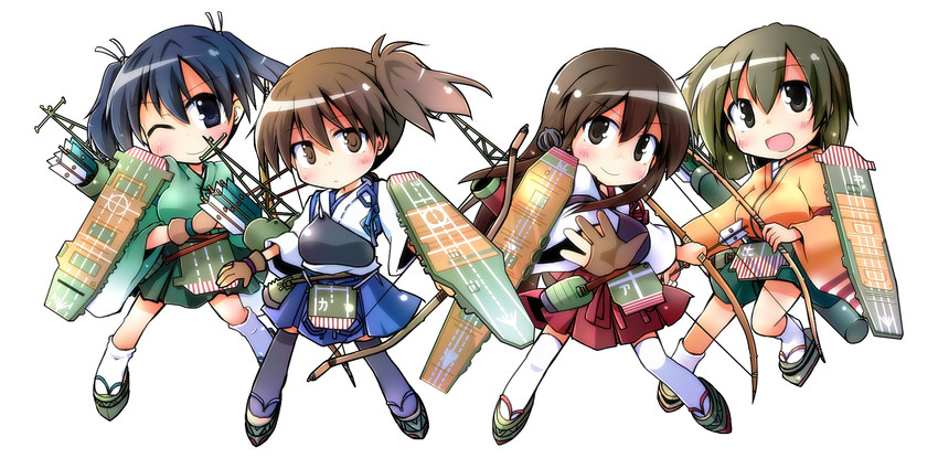 kaga, akagi, souryuu, and hiryuu (kantai collection) drawn by yuuhi_alpha