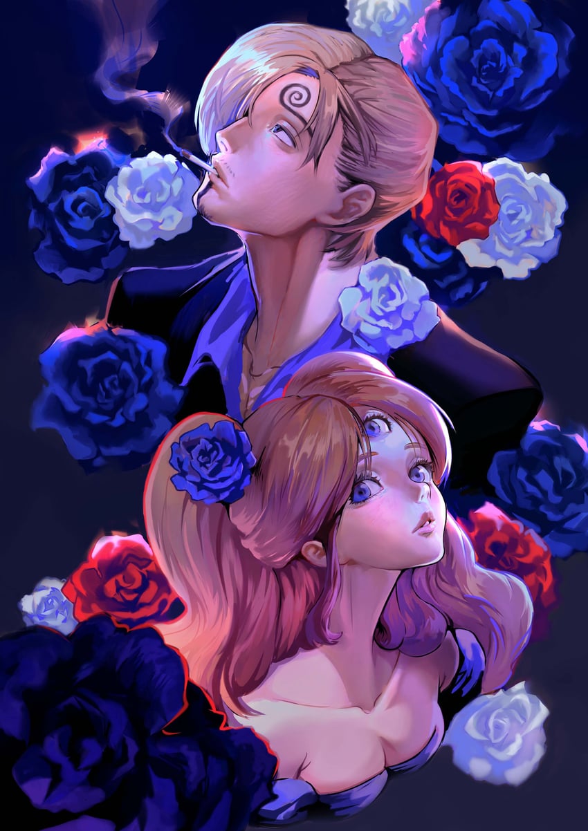sanji and charlotte pudding (one piece) drawn by rita_ya