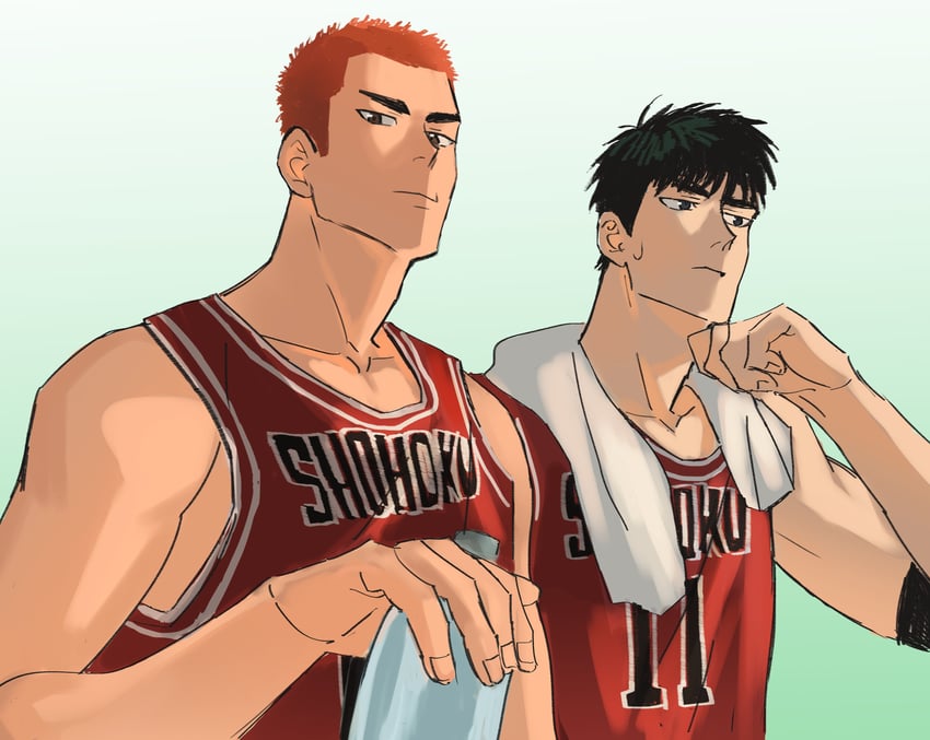 sakuragi hanamichi and rukawa kaede (slam dunk) drawn by coffetia