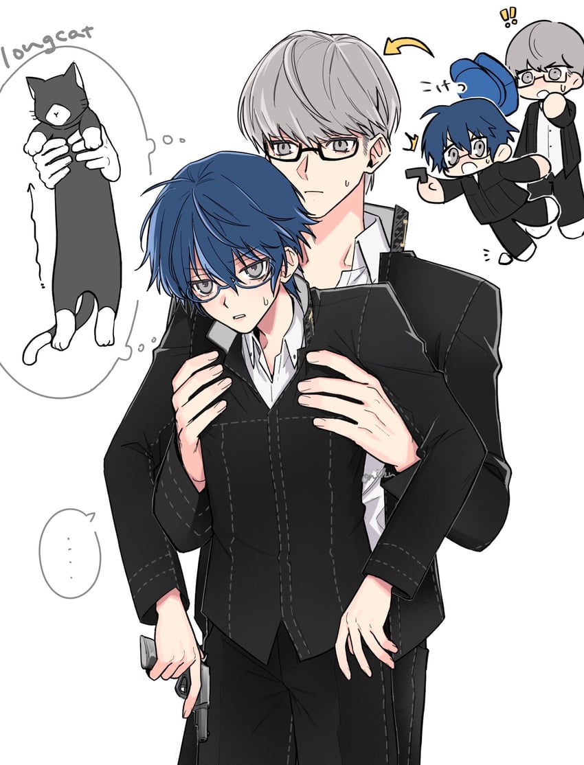 narukami yu and shirogane naoto (persona and 1 more) drawn by onku_(oooooooooniku)