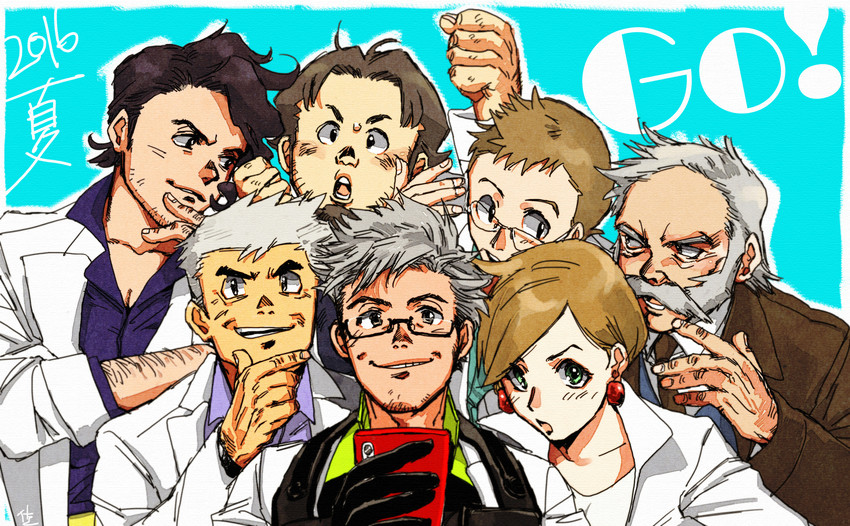 professor sycamore, professor oak, professor juniper, professor birch, professor willow, and 2 more (pokemon and 7 more) drawn by winner7
