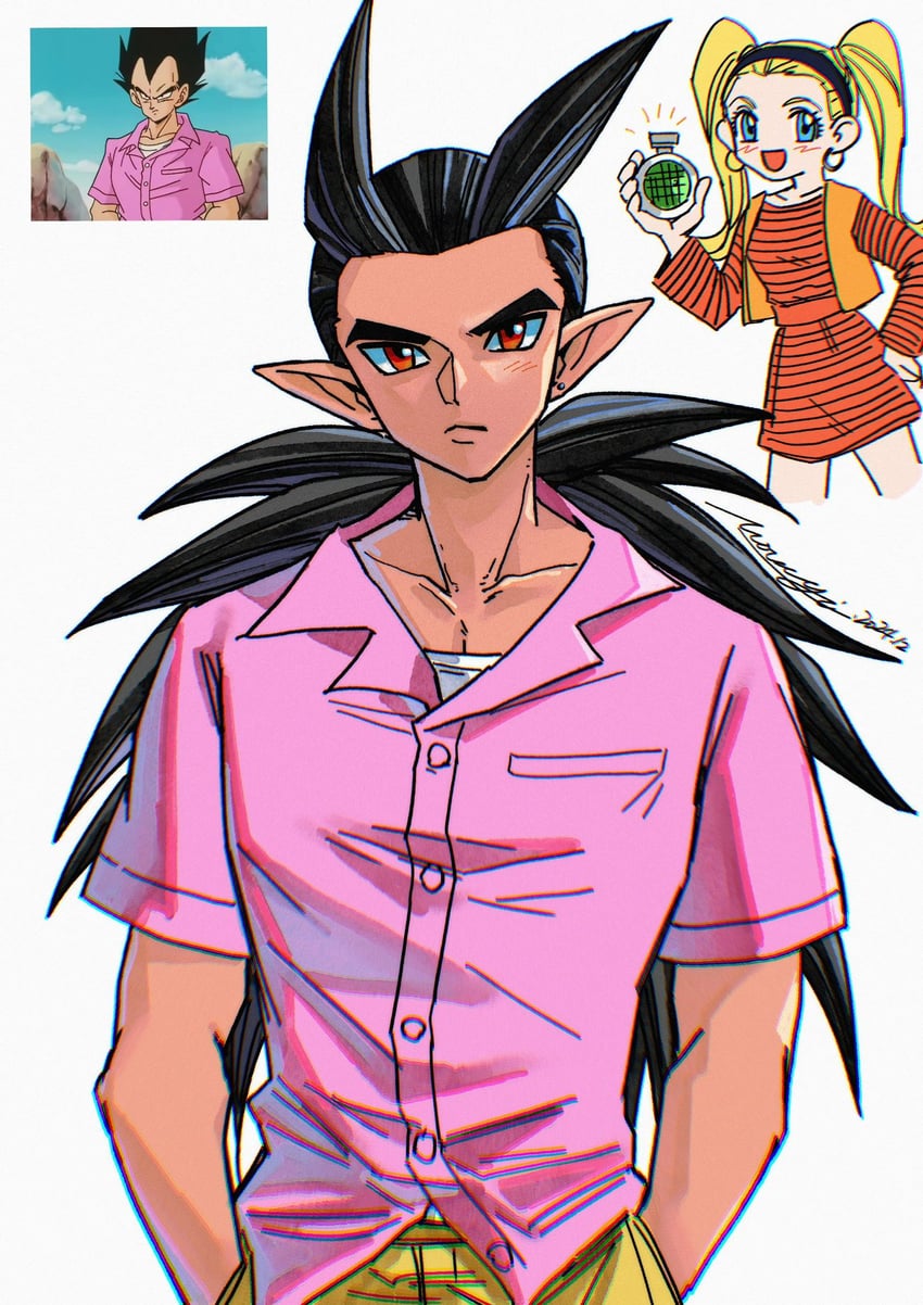 vegeta, bulma, sidoh, and female builder (dragon ball and 3 more) drawn by mouyi