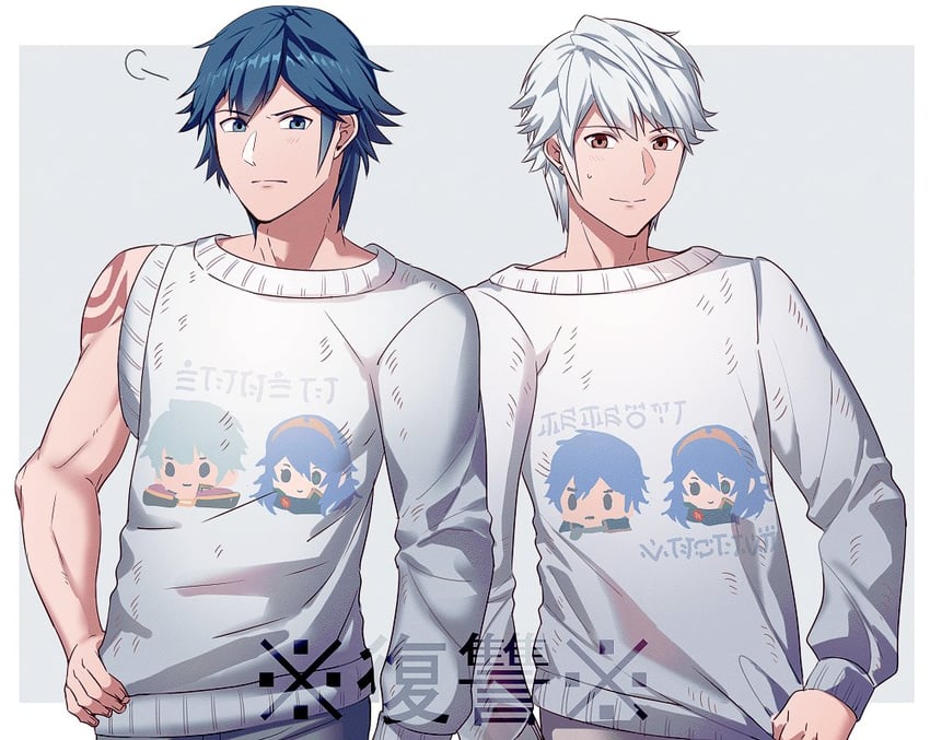 lucina, male robin, and chrom (fire emblem and 1 more) drawn by ameno_(a_meno0)