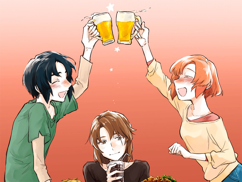 minashiro soushi, makabe kazuki, and toomi maya (soukyuu no fafner) drawn by bukiyama