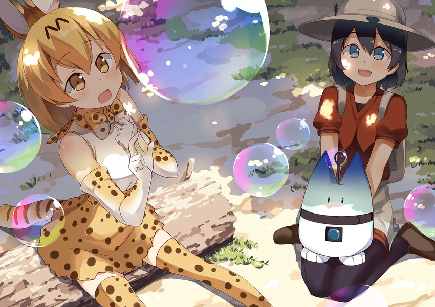 serval, kaban, and lucky beast (kemono friends) drawn by subaru_(794829485)
