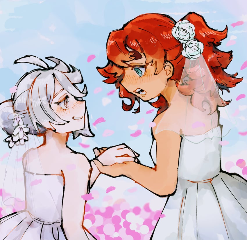 suletta mercury and miorine rembran (gundam and 1 more) drawn by i7go34