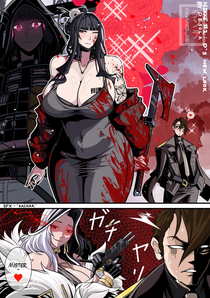 commander, rosanna, and d (goddess of victory: nikke) drawn by desola