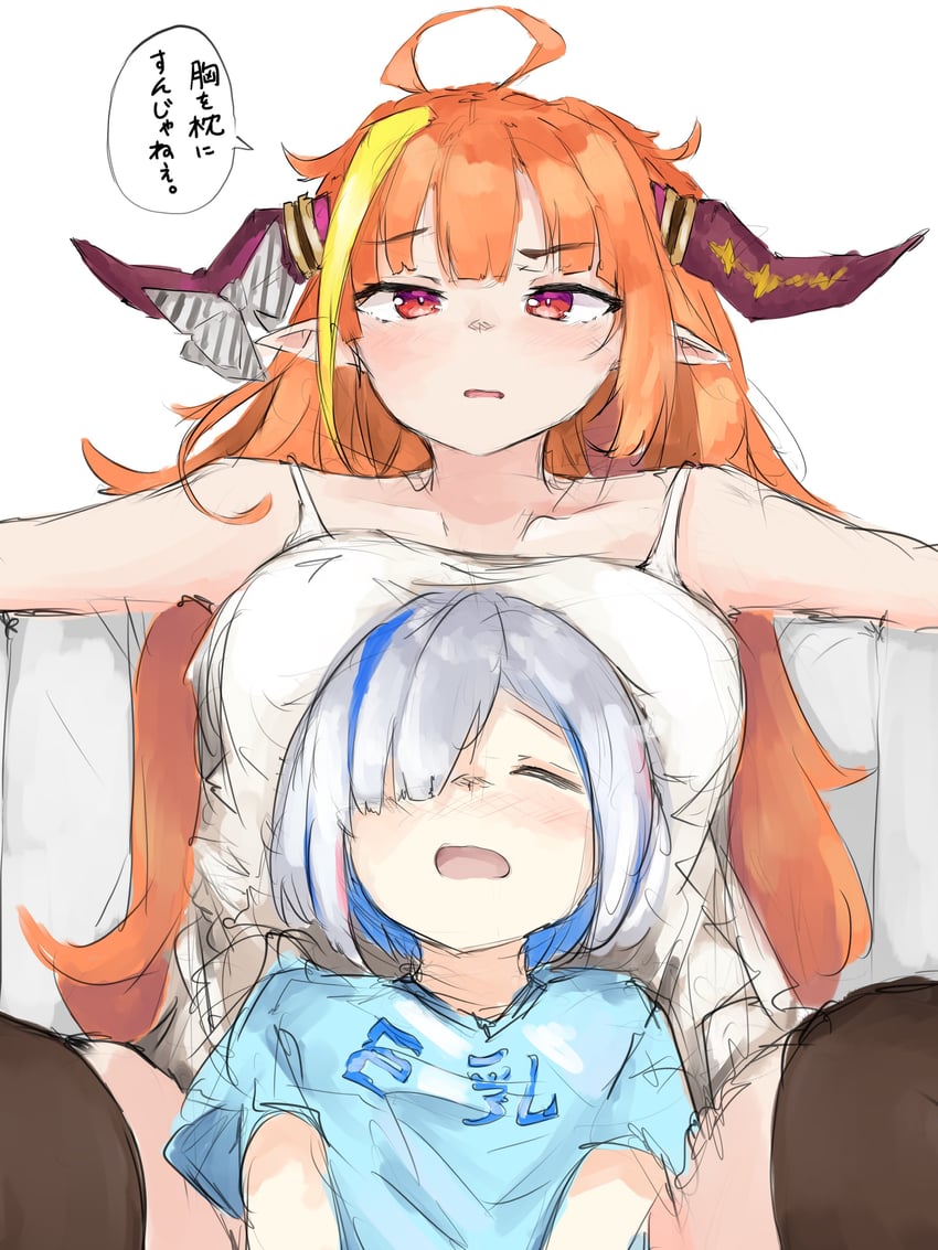 amane kanata and kiryu coco (hololive) drawn by suzu_coconatu
