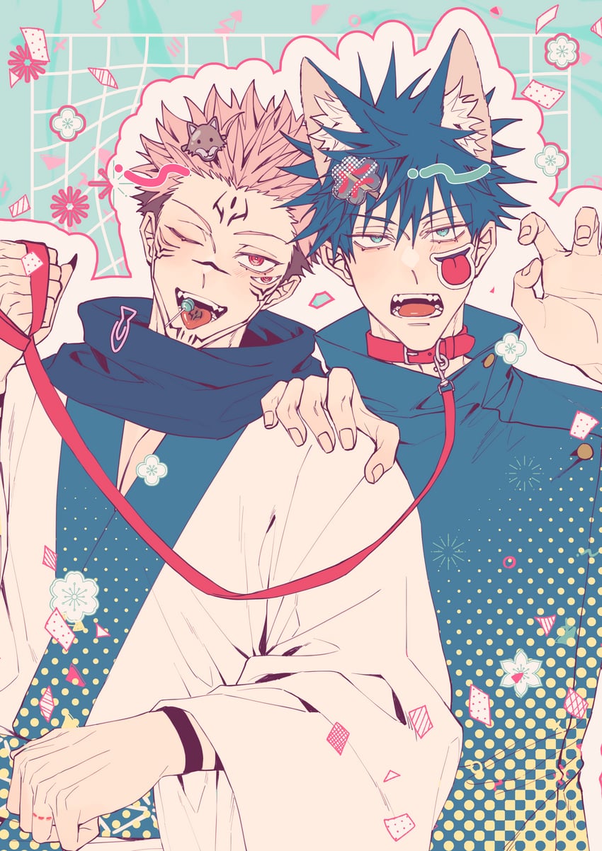 fushiguro megumi and ryoumen sukuna (jujutsu kaisen) drawn by azukiharuta_ju