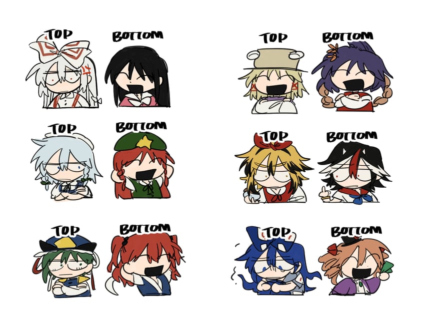 izayoi sakuya, fujiwara no mokou, hong meiling, moriya suwako, houraisan kaguya, and 7 more (touhou) drawn by iampenguinj
