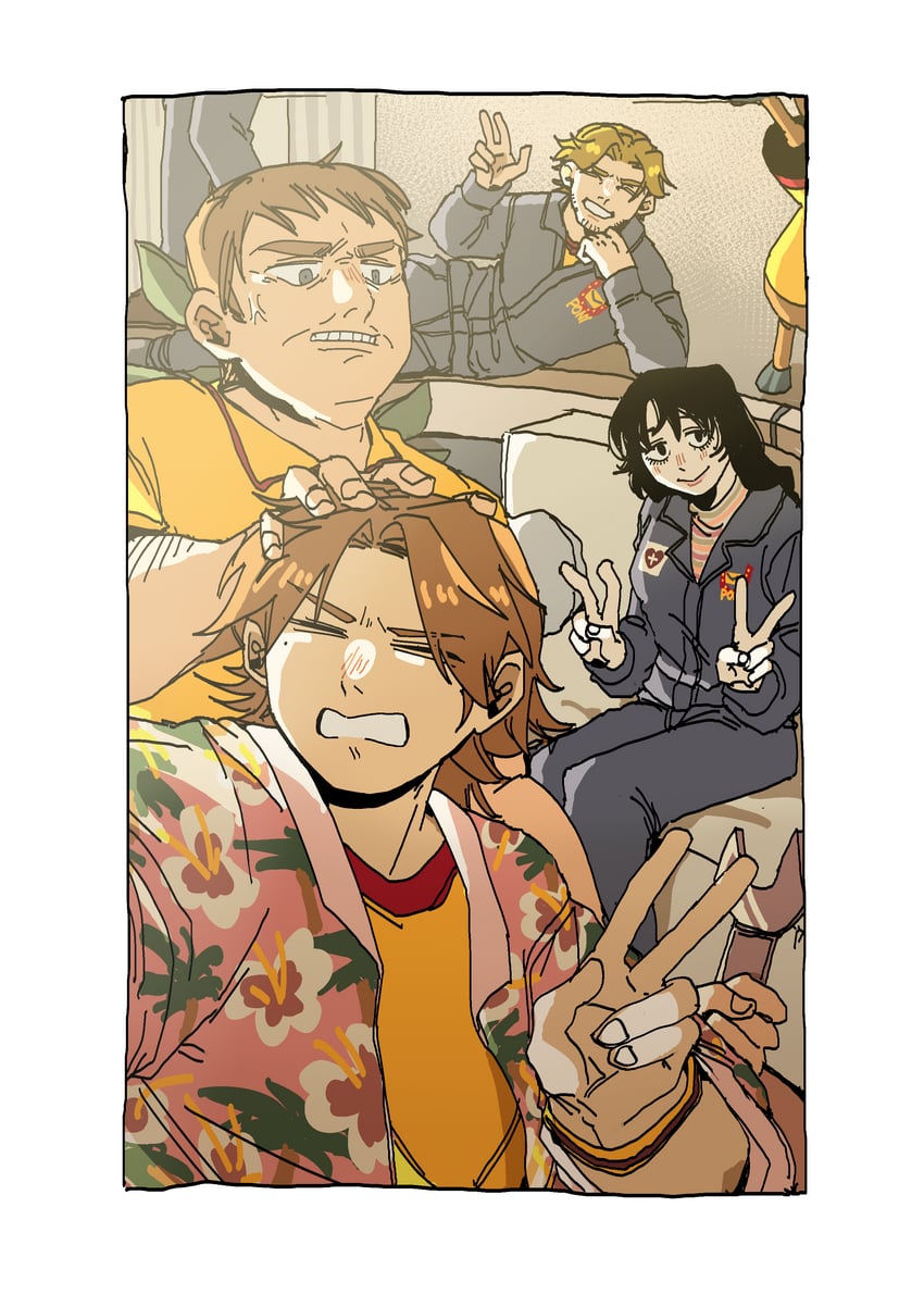 anya, curly, jimmy, daisuke, swansea, and 1 more (mouthwashing) drawn by kashacroissant