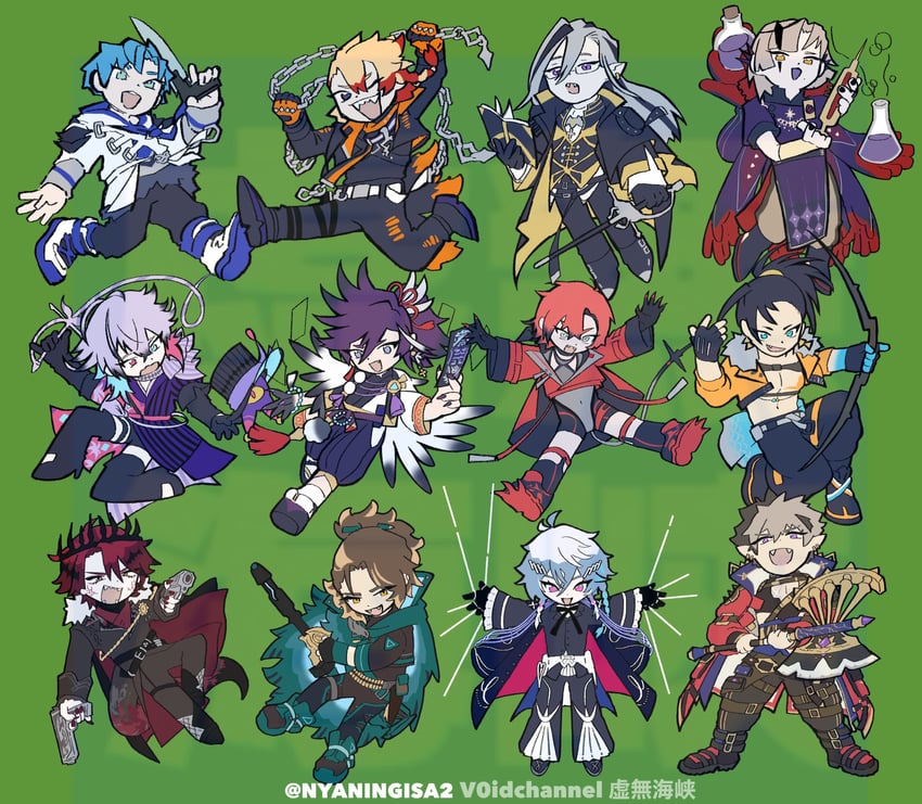 gavis bettel, machina x flayon, regis altare, banzoin hakka, josuiji shinri, and 8 more (holostars and 1 more) drawn by nyaningisa