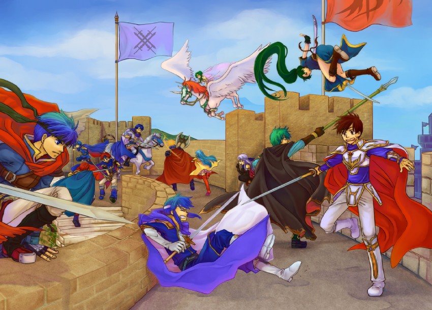 lyn, ike, micaiah, marth, seliph, and 8 more (fire emblem and 8 more) drawn by awa_(pixiv_2895095)