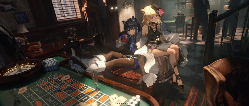texas, texas the omertosa, sora, and emperor (arknights) drawn by toto_(caaaaarrot)