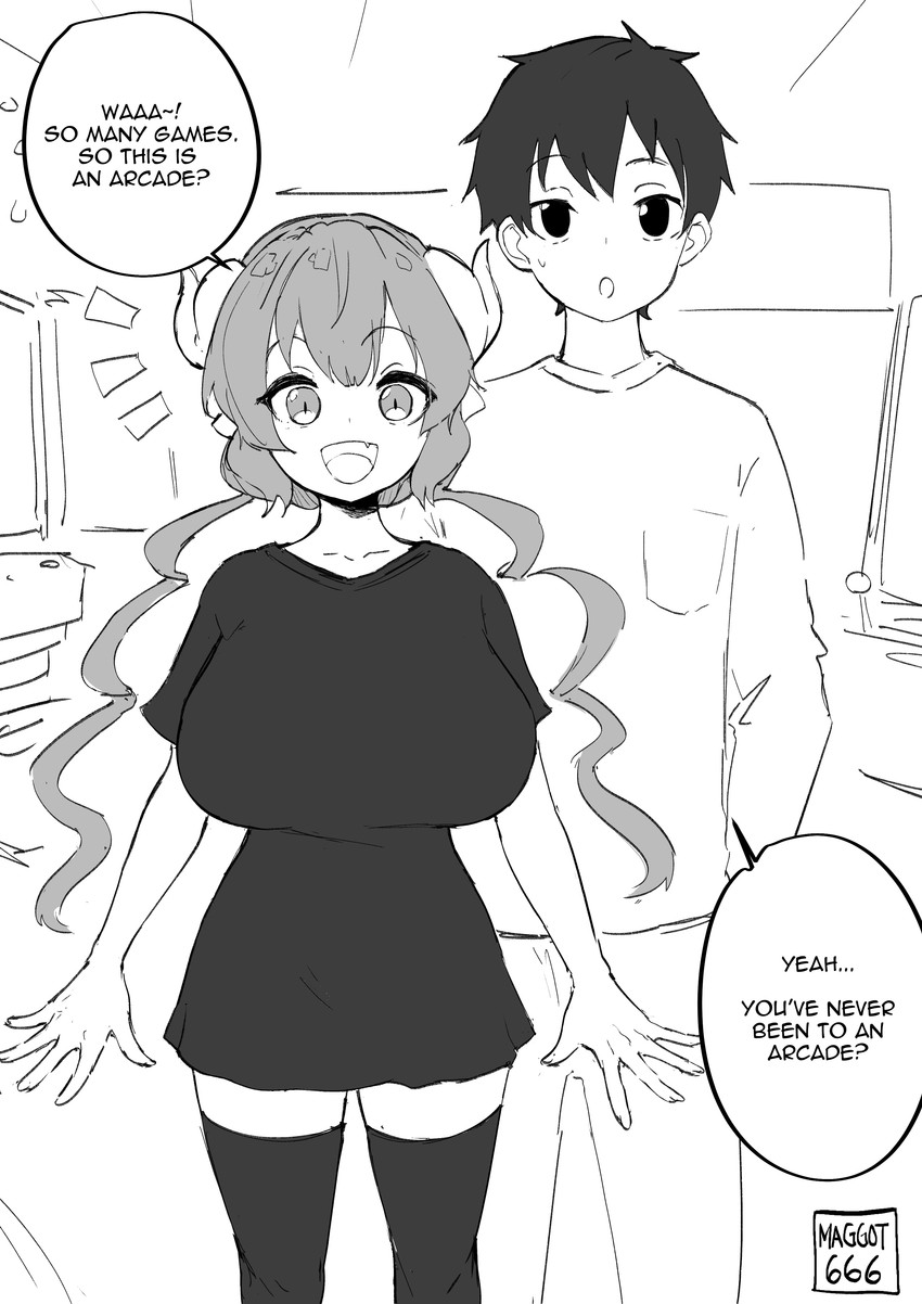 ilulu and aida taketo (kobayashi-san chi no maidragon) drawn by norman_maggot