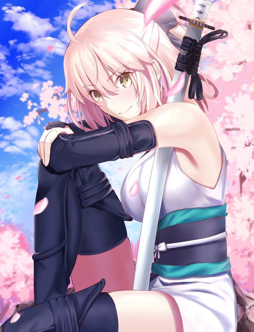 okita souji (fate and 2 more) drawn by neko_daruma