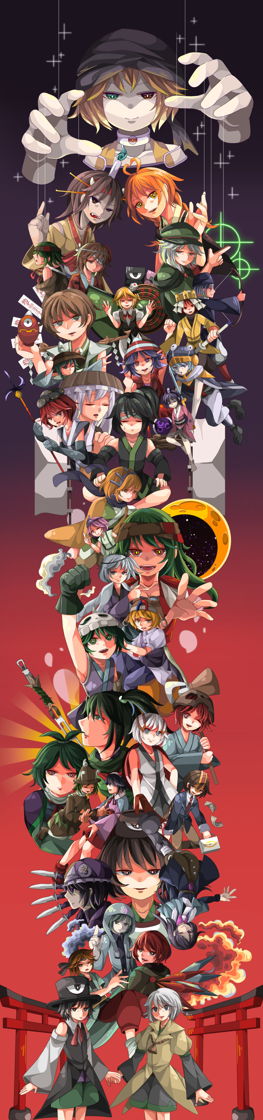 enraku tsubakura, houlen yabusame, shitodo kuroji, zuifeng tenkai, kuzu suzumi, and 34 more (len'en) drawn by 1jumangoku
