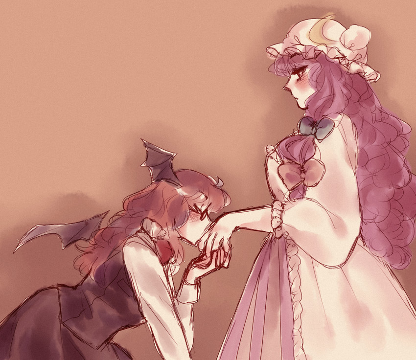 patchouli knowledge and koakuma (touhou) drawn by orz_(kagewaka)