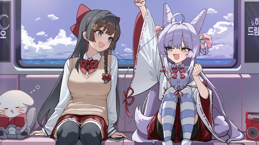 tenko shibuki and shirayuki hina (stellive) drawn by tay_(cdjk7758)