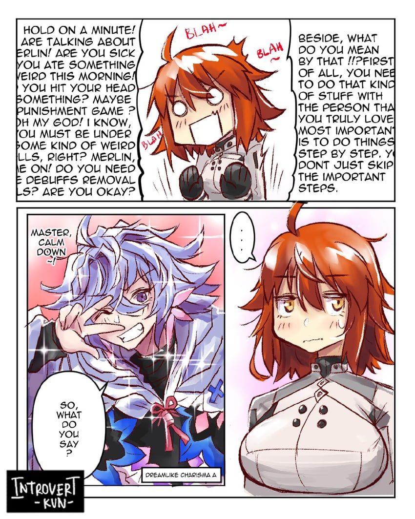 fujimaru ritsuka and merlin (fate and 1 more) drawn by introvert-kun