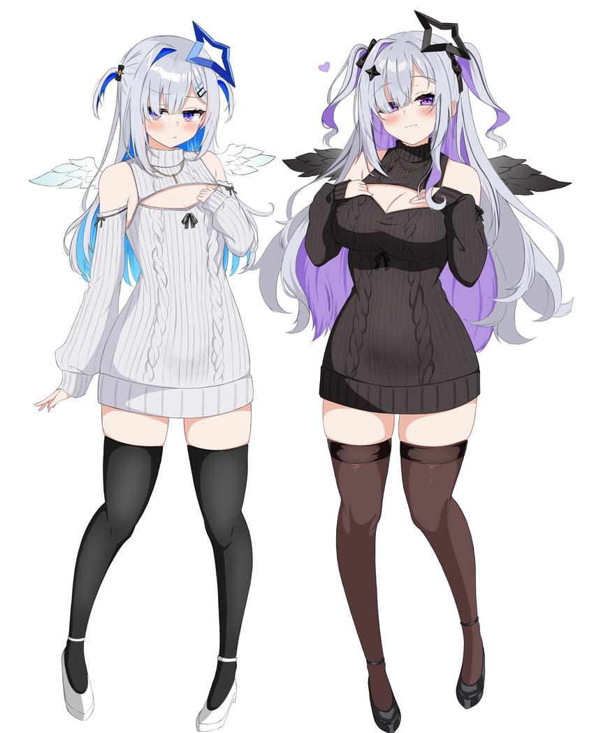 amane kanata and amane konata (hololive) drawn by miya_anko