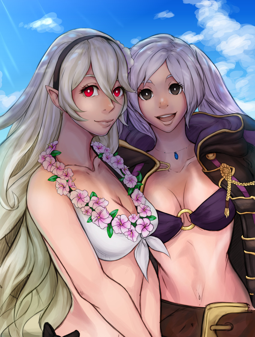 female corrin and female robin (fire emblem and 3 more) drawn by tryntler