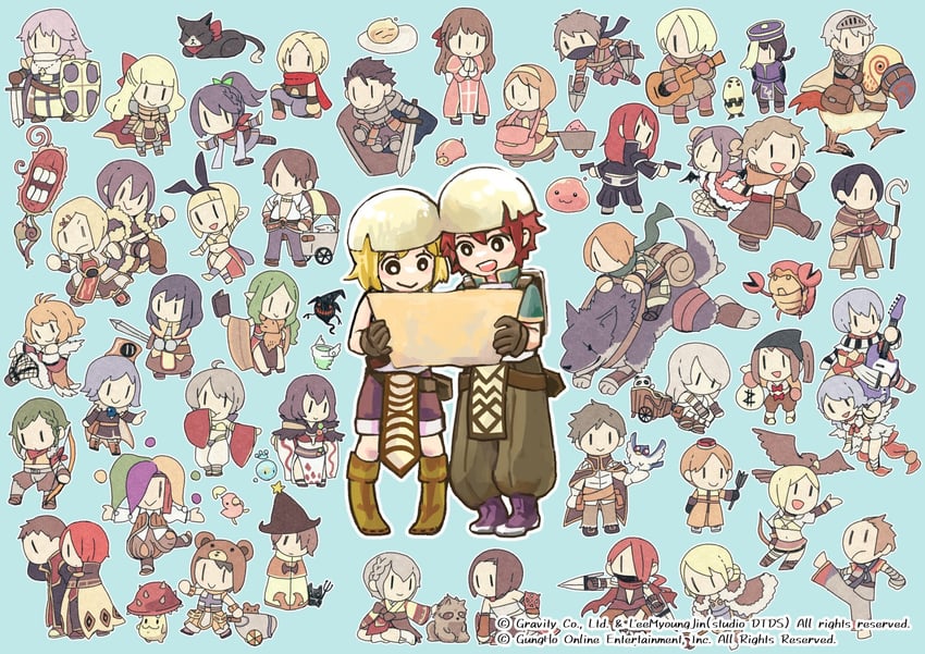 high priest, poring, assassin cross, high wizard, lord knight, and 52 more (ragnarok online) drawn by umaruzo