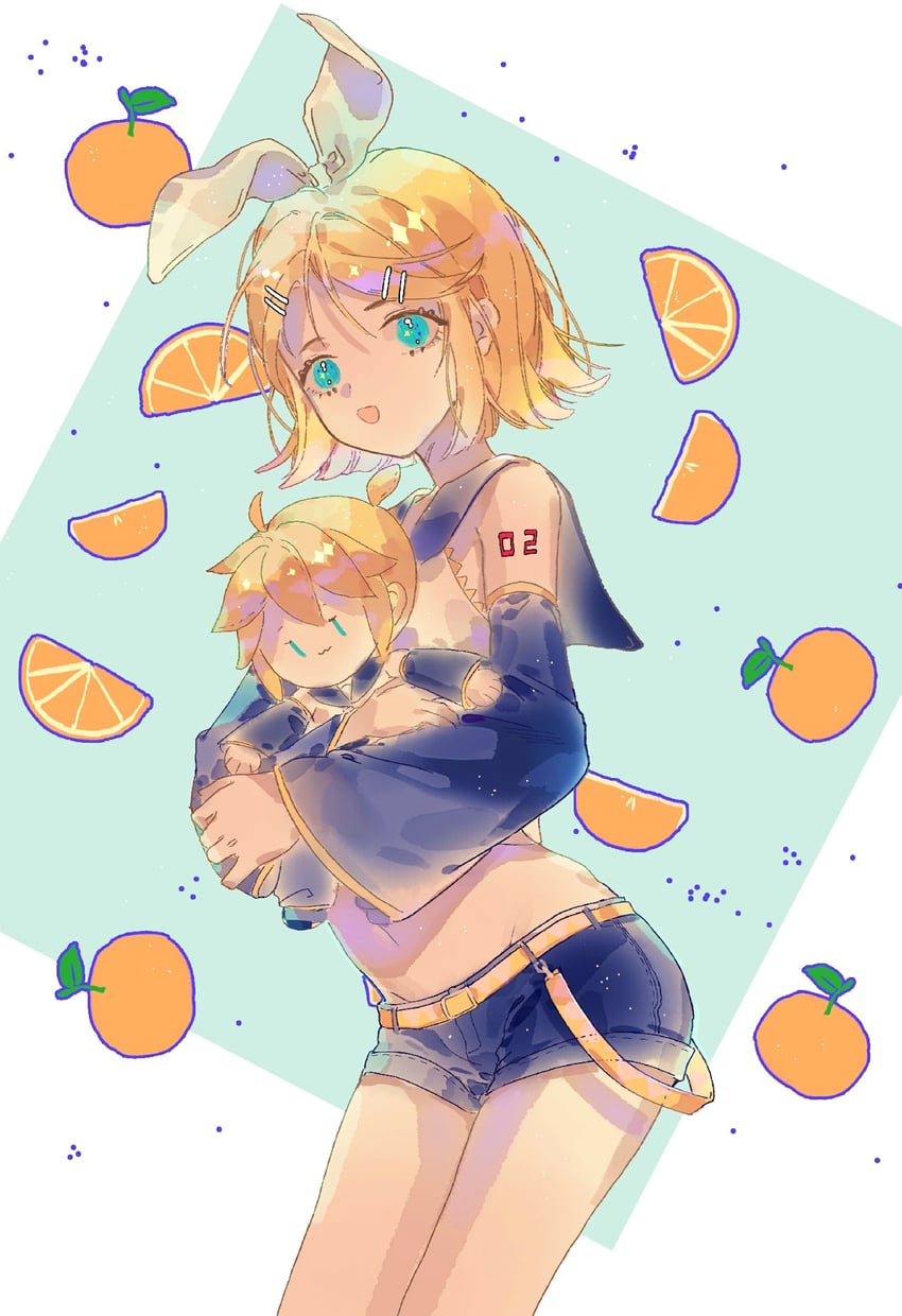 kagamine rin and kagamine len (vocaloid) drawn by yanmian_(printemps-noir)