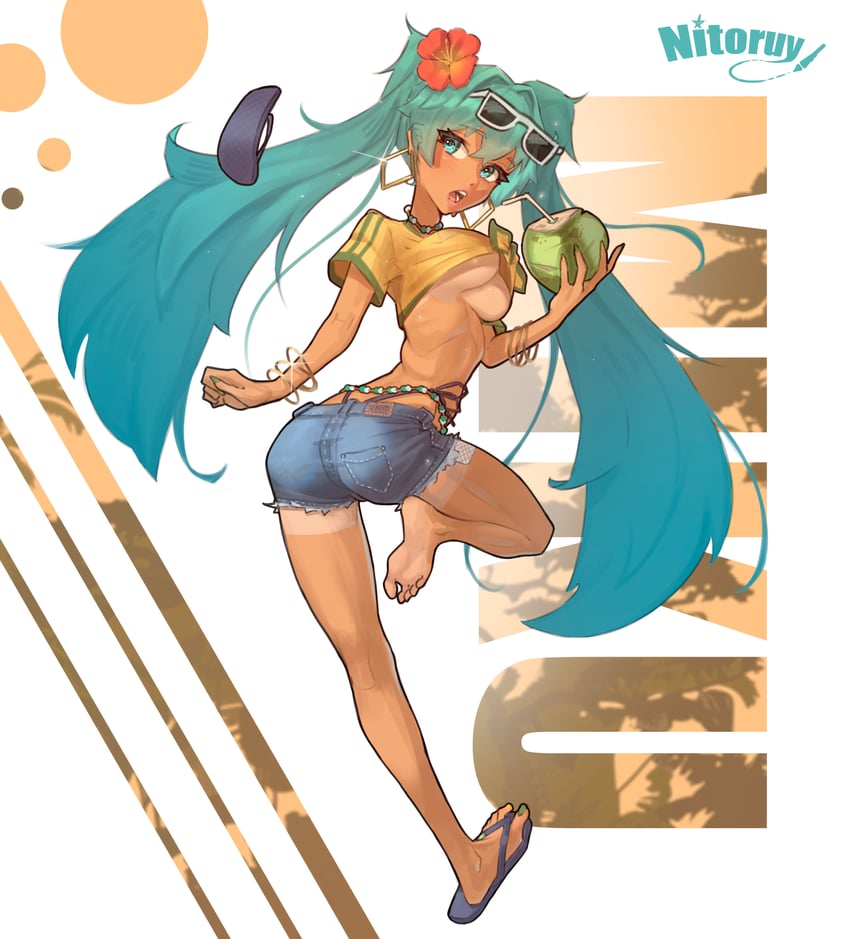 hatsune miku and brazilian miku (vocaloid) drawn by nitoruyart
